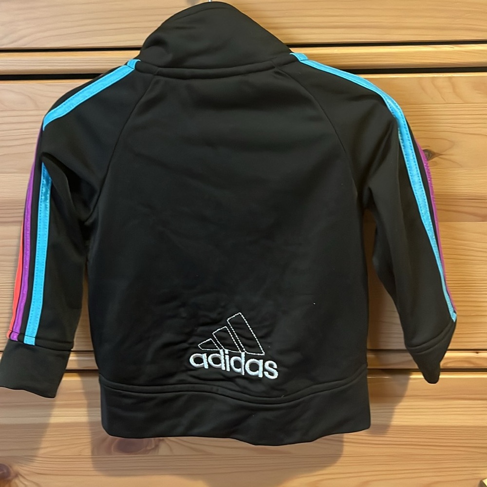 Adidas back track suit set in black with coral zipper - Picture 3 of 6